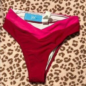 Cupshe Vibrant Red and Pink Bikini Bottom